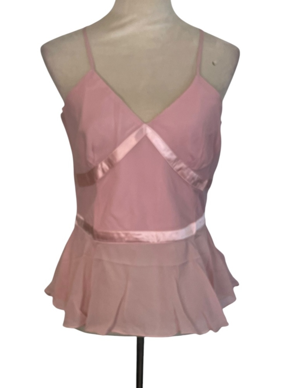 Kaity y2k Pink Silk Peplum Cami Top Balletcore Coquette Romantic XL NWT